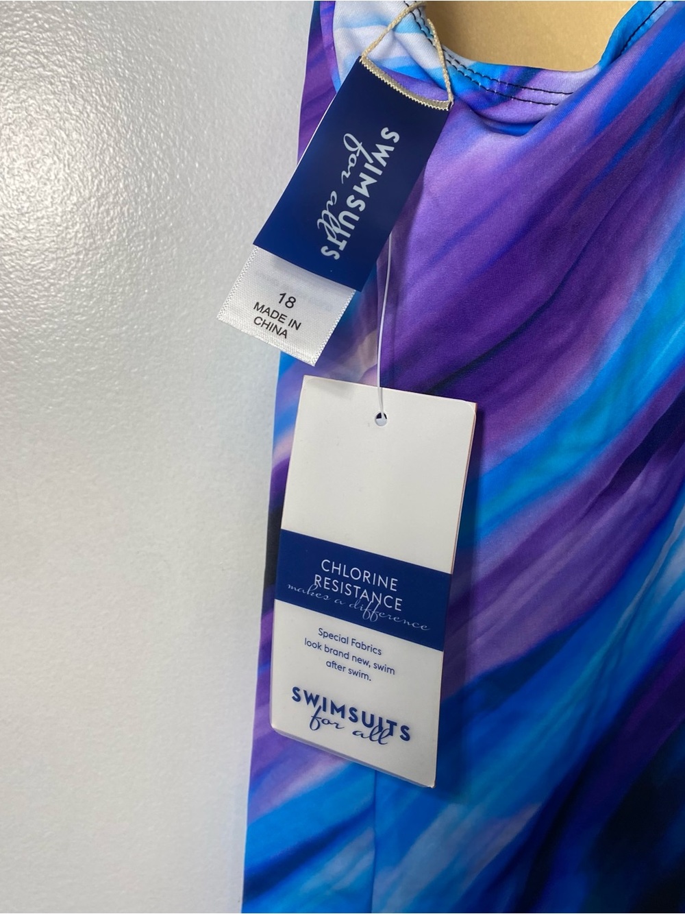 2 SWIMSUITS FOR ALL Women’s Size 18 Swim Tops Racerback Built In Bra Purple Blue - Picture 5 of 11